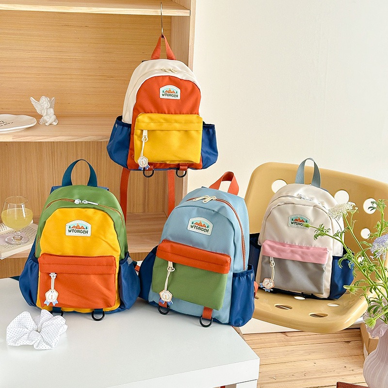 New Color Blocked Children's B - Canvas Backpack Casual review and price