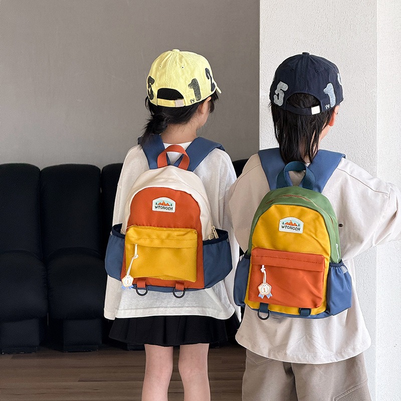 New Color Blocked Children's B - Canvas Backpack Casual review and price